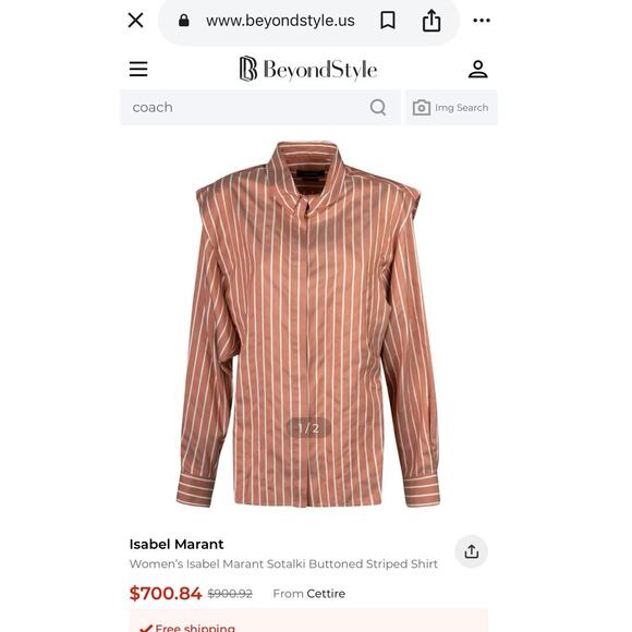 Isabel Marant Sotalki Silk Cupro Striped Shirt French Girl Blouse FR 40 US 8 - Picture 10 of 10